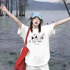 批发重磅纯棉白色短袖t恤女2026新款夏季设计感美式宽松正肩半袖上衣