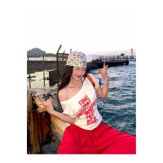 怕麻烦字母斜肩短袖T恤女2026夏季新款美式复古辣妹风修身上衣潮