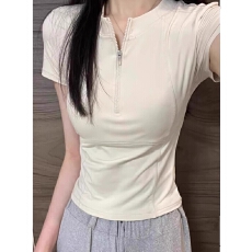 批发短袖瑜伽服女夏季短款运动速干健身服上衣正肩<b class='q'>修身</b>收腰冰丝防晒衣
