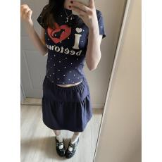 批发美式<b class='q'>街头</b>满印波点字母印花正肩短袖T恤女夏季辣妹风修身显瘦上衣