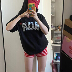 批发韩系学院风波点字母印花半袖女2026新款纯棉设计感短袖