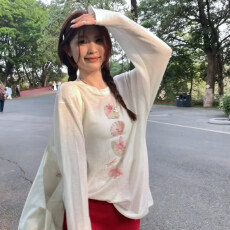 批发韩系贝壳防晒长袖t恤女夏季慵懒松弛感百搭罩衫上衣女