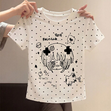 批发夏日绝美俏皮可爱短款<b class='q'>小</b>上衣女日系宅萌二次元正肩短袖t恤