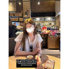 批发<b class='q'>白色</b>微透v领薄款短袖女装夏季慵懒风休闲宽松t恤气质百搭正肩上衣