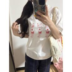 批发纯棉<b class='q'>可爱</b>印花夏季新款宽松短袖t恤圆领内搭上衣女