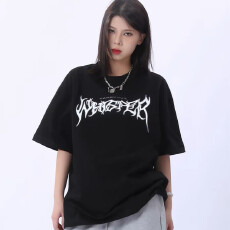 批发潮牌美式复古个性字母印花嘻哈宽松跳舞短袖<b class='q'>T</b><b class='q'>恤</b>男女夏季