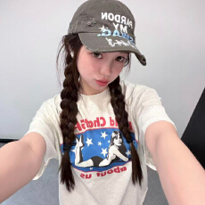 批发小众复古美式女郎印花慵懒休闲宽松纯棉舒适短袖T恤上衣女