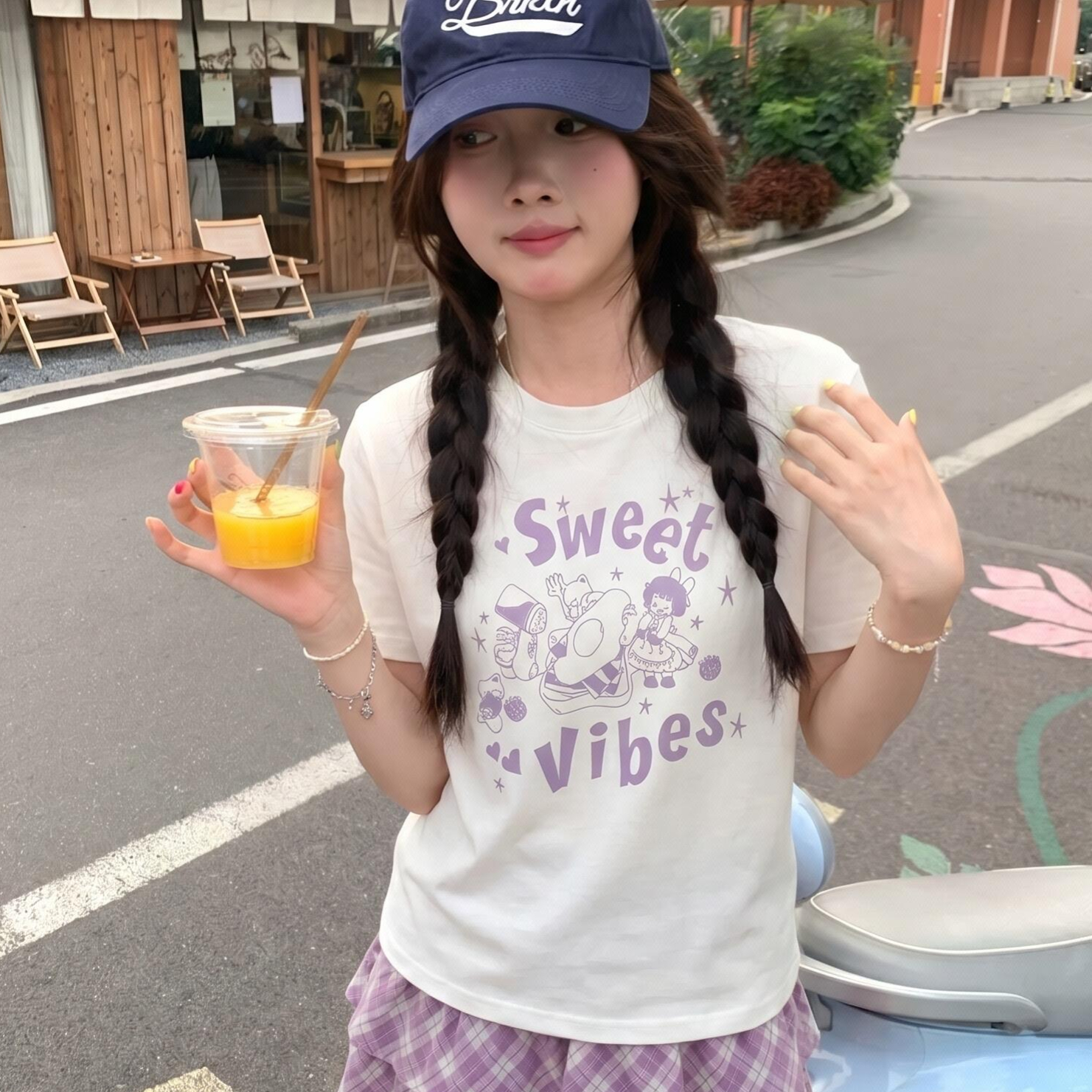 새로운 알파벳 만화 프린트 반팔 티셔츠 여성 의류 여름 Chic 루즈핏 라운드 넥 풀오버 맨위