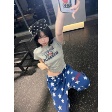 批发美式复古波点爱心字母印花短袖T恤男女<b class='q'>春</b>夏修身百搭上衣
