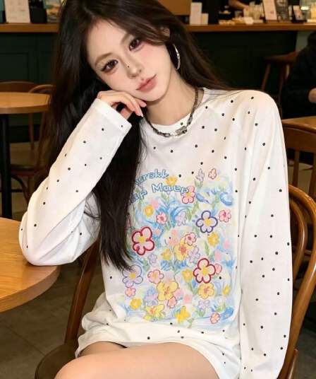 한 부서 패치워크 페인팅 패턴 알파벳 긴팔 자외선 차단 의류 여성 여름 루즈핏 슬림해 보이는 블라우스 다용도 캐주얼 맨위