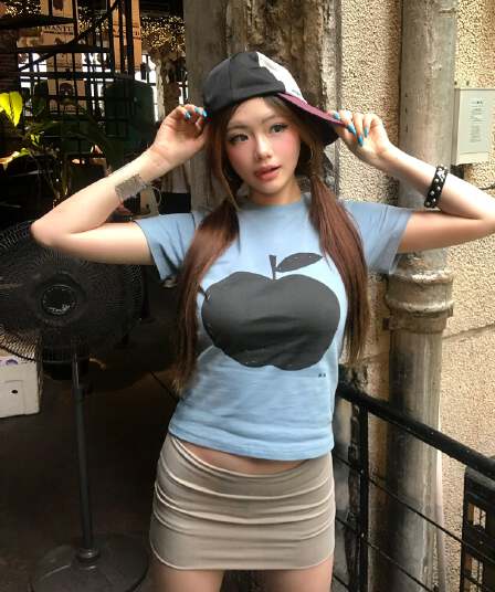작은 대중 느긋한 바람 파란색 디스플레이 화이트 긍정적 인 어깨 반팔 티셔츠 여성 여름 몸매 가꾸기 슬림해 보이는 Chic 고유 한 쇼트 스타일 작은 셔츠