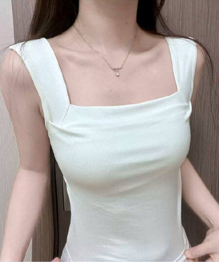 아름다운 순수한 화이트 광장 넥타이 가슴 패드 캐미솔 외출용 아름다움 뒤로 브래지어 하나 맨위
