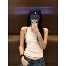 批发白色<b class='q'>工字</b>吊带<b class='q'>背心女</b>夏外穿圆领弹力修身辣妹短款坎肩内搭无袖上衣