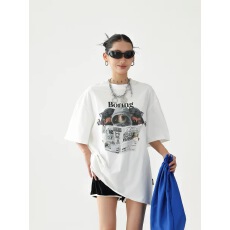 批发美式复古趣味印花短袖t恤女宽松<b class='q'>街头</b>嘻哈半袖上衣