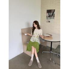 批发美式植物花卉印花上衣女2026<b class='q'>夏季</b>新款<b class='q'>户外</b>宽松小众涂鸦罩衫T恤