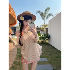 批发长袖t恤女2026新款宽松罩衫条纹<b class='q'>打底衫</b>慵懒风辣妹上衣