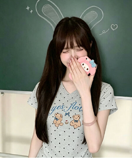 고유 한 아름다운 miu 부서 나비 매듭 작은 곰 맨위 여성 여름 한 부서 ins 바람 작은 키 긍정적 인 어깨 반팔 티셔츠