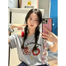 批发时尚感简约短袖新款<b class='q'>T</b><b class='q'>恤</b>女夏季潮流百搭设计可爱印花<b class='q'>个性</b>上衣