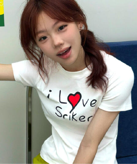 나를 사랑해. 프린트 몸매 가꾸기 슬림해 보이는 순면 긍정적 인 어깨 쇼트 스타일 반팔 티셔츠 맨위 여성