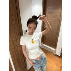 批发美式基础休闲风水果印花正肩短袖<b class='q'>T</b><b class='q'>恤</b>女夏季辣妹短款修身显瘦上衣