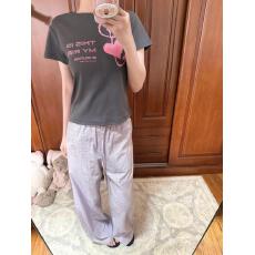 批发美式辣妹爱心音符印花正肩短袖<b class='q'>T</b><b class='q'>恤</b>女夏季修身显瘦设计感短款上衣