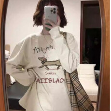 批发春季<b class='q'>纯棉</b>涂鸦腊肠狗正肩长袖t恤女春秋设计感内搭<b class='q'>打底衫</b>秋冬上衣