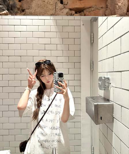 아메리칸 대나무 마디 면 알파벳 프린트 반팔 티셔츠 여성 여름 라운드 넥 루즈핏 화이트 작은 대중 맨위 트렌디