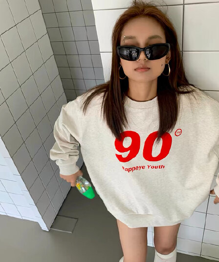 아메리칸 레트로 봄 가을 루즈핏 조수 브랜드 캐주얼 다용도 풀오버 커플 여성 긴 소매 라운드 넥 후드티