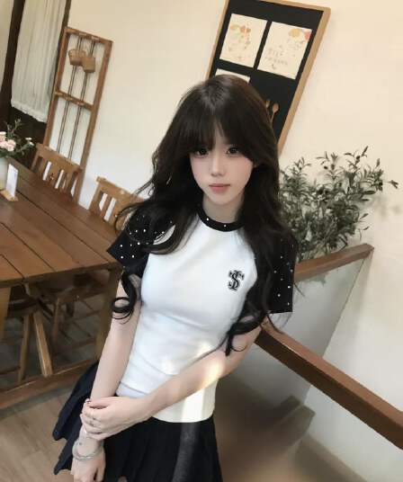 도트 무늬 배색 삽입 어깨 쇼트 스타일 티셔츠 여성 여름 2026 새로운 아메리칸 핫걸 바람 몸매 가꾸기 슬림해 보이는 쇼트 스타일 맨위