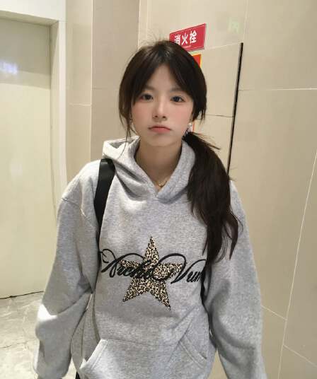 아메리칸 레트로 레오파드 무늬 별 프린트 후드티 여성 가을 겨울 새로운 루즈핏 풀오버 느긋한 바람 후드 조수 브랜드 재킷
