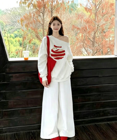 비스듬한 어깨 후드티 여성 섹션 2026 새로운 봄 가을 아메리칸 재킷 맨위 한 부서 고유 한 아름다운 자이언트 잘 생긴
