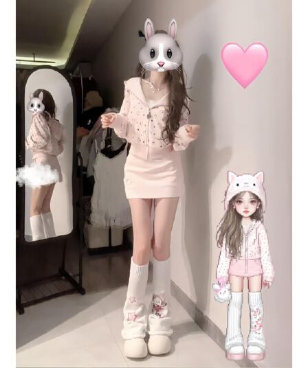 국가 조수 브랜드 지퍼 후드 티 스웨터 여성 봄 가을 오픈 가디건 루즈핏 쇼트 스타일 만화 전체 인쇄 캐주얼 느슨함 센스 재킷 트렌디