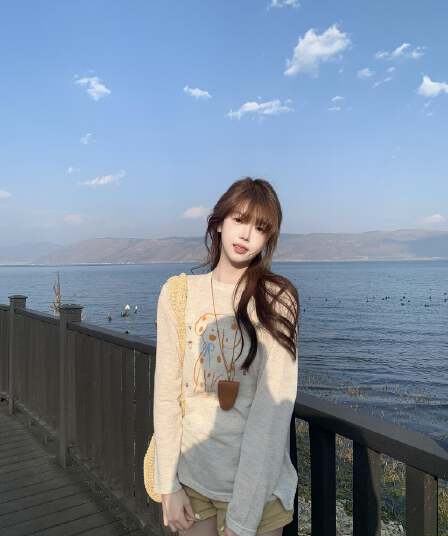 아메리칸 레트로 26ss 멩 이자 달마 시안 프린트 라운드 넥 긴팔 루즈핏 느긋한 바람 캐주얼 티셔츠 여성 셔츠 트렌디