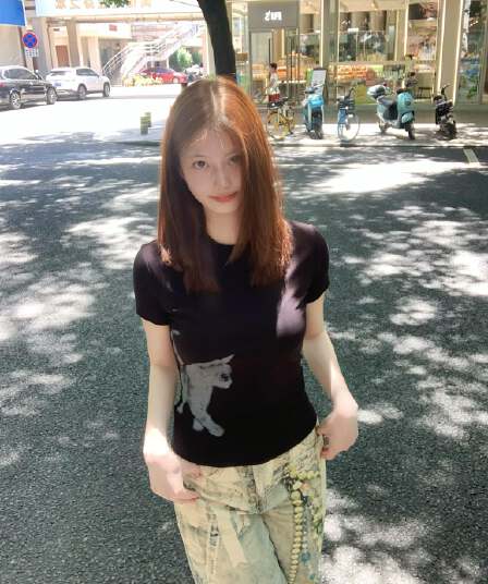 아메리칸 레트로 고양이 조사 프린트 반팔 티셔츠 여성 여름 새로운 몸매 가꾸기 맨위