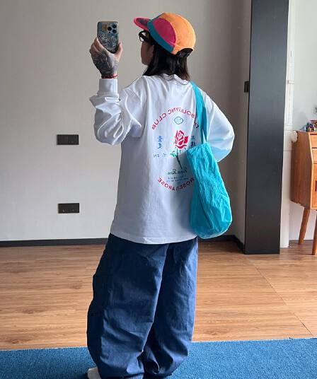 아메리칸 레트로 가을 새로운 루즈핏 캐주얼 순면 무거운 긴팔 티셔츠 여성 셔츠 식물 장미 프린트