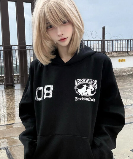 아메리칸 레트로 검정색 알파벳 작은 대중 후드 티 스웨터 남녀 이른 가을 oversize 커플 고급 센스 재킷 트렌디