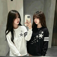 批发美式潮牌纯棉长袖t恤女秋季百搭宽松<b class='q'>街头</b>学生设计感上衣服