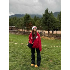 批发美式复古字母印花连帽卫衣男女秋季潮牌休闲宽松情侣帽衫