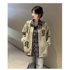 批发麂皮绒<b class='q'>夹克</b>美式复古潮牌<b class='q'>男</b>女休闲棒球服外套
