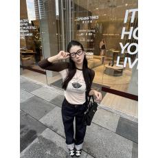 批发美式学院复古字母印花撞色上衣女<b class='q'>七分袖</b>圆领插肩紧身<b class='q'>t</b>