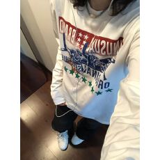 批发美式<b class='q'>街头</b>轻亚风飞机印花长袖秋季情侣宽松打底衫T恤