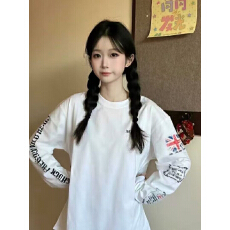 批发国潮美式复古高<b class='q'>街头</b>风宽松情侣男女上衣2026秋冬打底潮酷长袖T恤