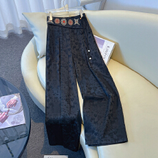 批发香云纱绣花提花加长版加长版<b class='q'>长裤</b>夏季新品