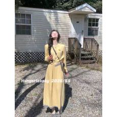 批发时尚套装女<b class='q'>春</b>季新款温柔减龄针织开衫百褶半身裙两件套气质高级感