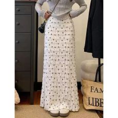 批发2026夏季度假风蝴蝶结印花<b class='q'>蕾丝</b>镂空碎花鱼尾半身裙显瘦纯欲长裙子