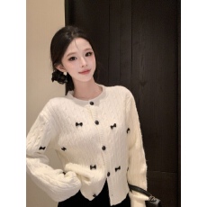 批发实价实拍~小香风蝴蝶结软糯毛衣女开衫2025秋冬新款慵懒针织上衣