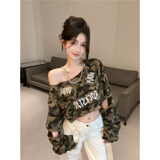 批发实价实拍~2026春季新款美式复古辣妹炸街重工刺绣拉链迷彩短<b class='q'>卫衣</b>