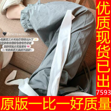 批发曾小咸 灰色高腰直筒休闲裤女夏季薄款宽松阔腿<b class='q'>九分</b>灯笼裤长裤子