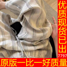 批发松弛感条纹亚麻裤女2026新款夏季复古慵懒风<b class='q'>高腰</b>显瘦休闲<b class='q'>阔腿裤</b>子