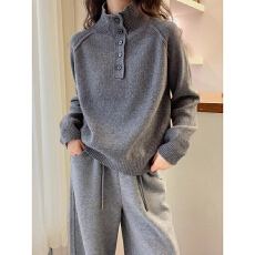 批发别致纽扣设计高领软糯浣熊绒<b class='q'>针织衫</b>女士高级感秋冬通勤百搭<b class='q'>打底衫</b>